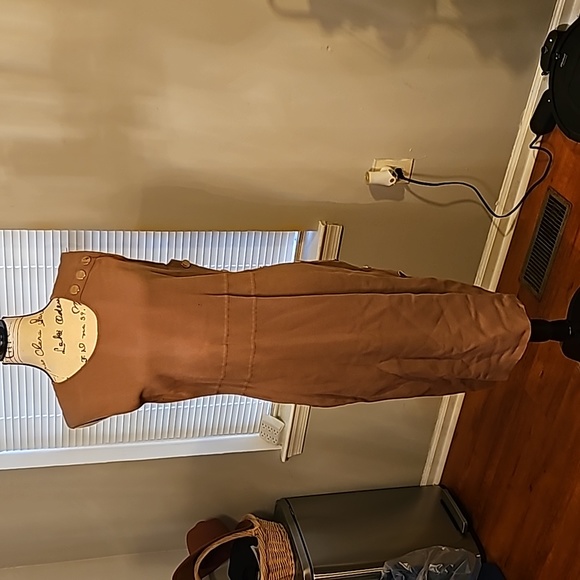 New York & Company Dresses & Skirts - New York & Company Tan Sleeveless Dress w/Side Button Detail XL